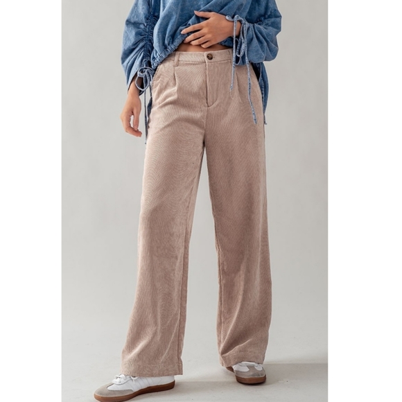 JUNIORS ELASTIC BACK WAIST CORDUROY PANTS - Picture 2 of 9